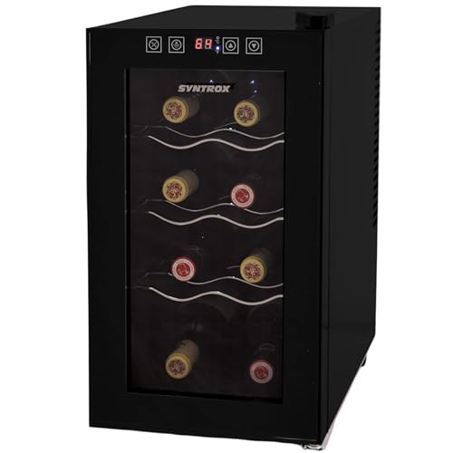 Syntrox Germany 8 Flaschen | 25 l Weinkühlschrank mit Glastür Denebo | Weinschrank, Minikühlschrank, Digital, Control Panel, LCD-Display, Touch Screen, Innenbeleuchtung von Syntrox Germany
