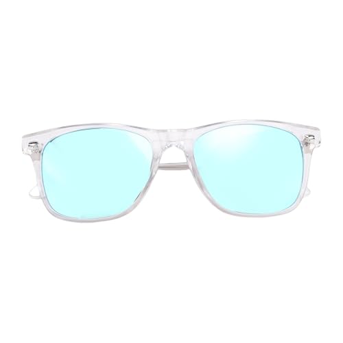 Sonnenbrille, Intelligente Sonnenbrille mit IP65 -Wasserschutz und KI -Lärmstündigung Dual -Mikrofon für Anrufe, Musik und Sprachchat (Blaue Linse mit weißem Rahmen) von Syrisora