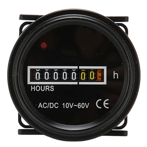 Syrisora ​​Betriebsstundenzähler Boote, 2,4 Zoll Durchmesser, Maximal 99999,99 Stunden, Hochpräziser Mechanischer Betriebsstundenzähler Bootsfahrzeuge, 10–60 V von Syrisora