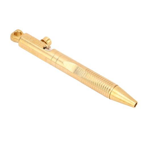 Syrisora Pocket Ballpoint Stifttasche, Mini Schnellveröffentlichungsstallstift, Messing Pocket Compact Stift mit Abnehmbarer Schlüsselbund Oben für Büroarbeitsschreiben (Messingfarbe) von Syrisora