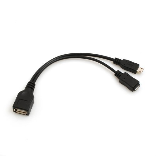 SYSTEM-S 3 in 1 OTG On The Go Host USB A (Female) zu Micro USB (Male/Female) Datenkabel Kabel 20 cm von System-S