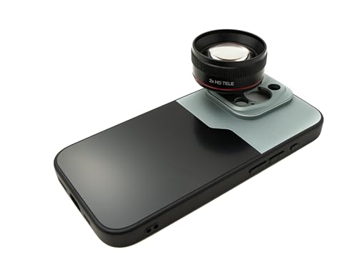 SYSTEM-S EF70mm Portrait Tele Objektiv 37 mm HD Filter mit Hülle für iPhone 15 Pro in Schwarz Grau von System-S