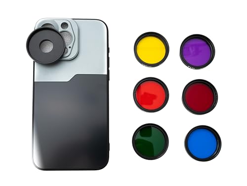 SYSTEM-S Farbfilter Set 37 mm 6 Stück Farbe Linse Filter mit Gewinde Hülle für iPhone 15 Pro Max von System-S