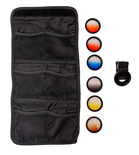 SYSTEM-S Farbfilter Set 37 mm 6 Stück mit Übergang Farbe Kit mit Clip Tasche in Schwarz von System-S