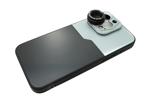 SYSTEM-S Makro Linse 2,8X 37 mm HD Filter mit Hülle für iPhone 15 Pro Max in Schwarz Grau von System-S