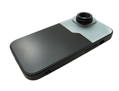 SYSTEM-S Makro Linse 2,8X 37 mm HD Filter mit Hülle für iPhone 15 in Schwarz Grau von System-S