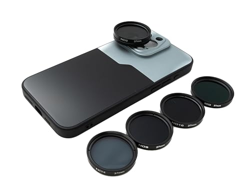 SYSTEM-S ND Filter Set 37 mm Neutraldichte mit Gewinde Hülle und Tasche für iPhone 15 Pro Max von System-S