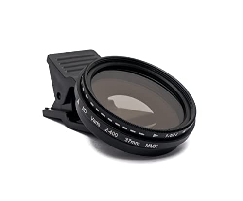 SYSTEM-S ND Vario Filter 37 mm 2 bis 400 Grau Linse mit Clip für Smartphones in Schwarz von System-S