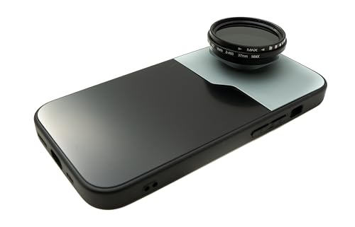 SYSTEM-S ND Vario Filter 37 mm 2 bis 400 Neutraldichte mit Gewinde Hülle für iPhone 15 von System-S