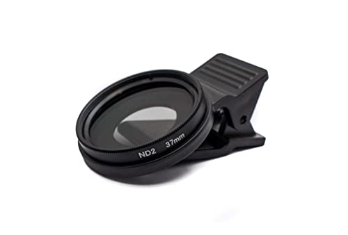 SYSTEM-S ND2 Linse 37 mm Neutraldichte Grau Filter mit Clip für Smartphones in Schwarz von System-S