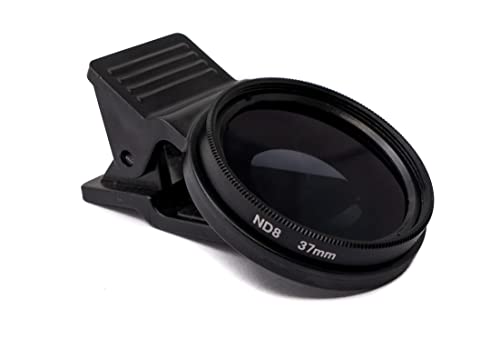 SYSTEM-S ND8 Linse 37 mm Neutraldichte Grau Filter mit Clip für Smartphones in Schwarz von System-S