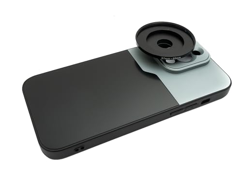 SYSTEM-S Objektiv Hülle 52 mm kompatibel mit Effekt Linse mit Gewinde für iPhone 14 Pro Max in Schwarz Grau von System-S