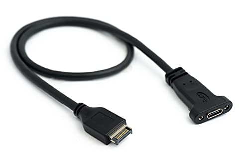 SYSTEM-S USB 3.1 Kabel 50cm Typ E Stecker zu Typ C Buchse PCI Schraube Adapter in Schwarz von System-S