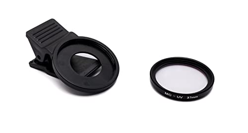 SYSTEM-S UV Filter 37 mm 12x beschichtet Slim Linse mit Clip für Smartphones in Schwarz von System-S