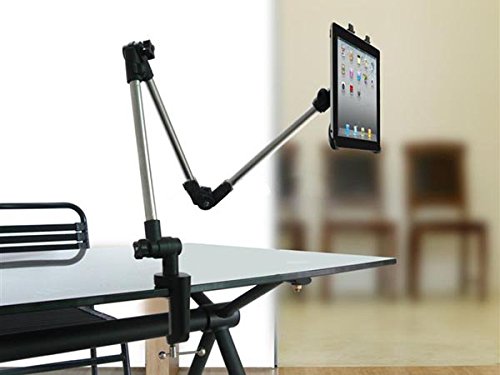 SYSTEM-S Universal Tisch Halter Halterung Haltearm Tischhalterung Verstellbar für Tablet PC’s (ca. 14 cm - 25,1 cm) 12,2 Zoll Tablet PC eBook Reader von System-S