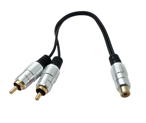 SYSTEM-S Y Cinch RCA Kabel 25 cm 1 polig Buchse zu 2X Stecker Audio in Schwarz von System-S
