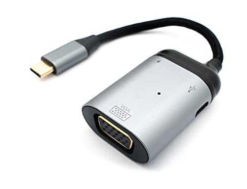 System-S 3in1 Adapter VGA DB-15 Buchse & 2X USB 3.1 Typ C Buchse zu Typ C Stecker in Grau von System-S