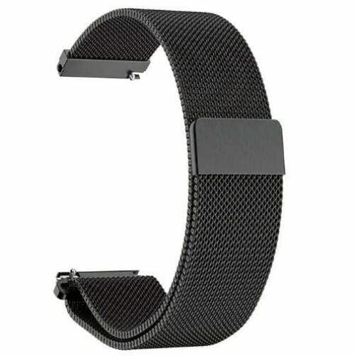 System-S Armband 20 mm Milanaise aus Metall für Samsung Galaxy Watch 4 Smartwatch Schwarz von System-S