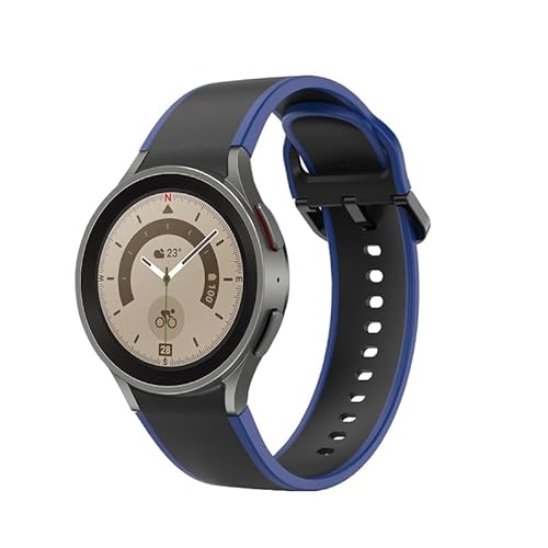 System-S Armband 20 mm aus Silikon für Samsung Galaxy Watch 5 4 Smartwatch Blau Schwarz von System-S