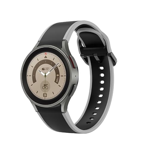 System-S Armband 20 mm aus Silikon für Samsung Galaxy Watch 5 4 Smartwatch Grau Schwarz von System-S