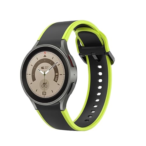 System-S Armband 20 mm aus Silikon für Samsung Galaxy Watch 5 4 Smartwatch Neon Schwarz von System-S