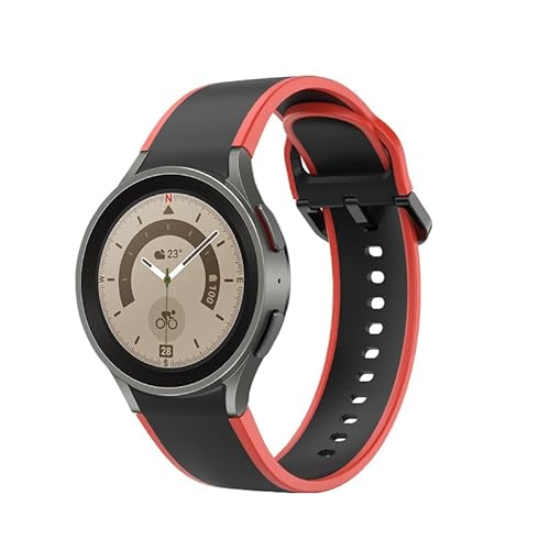 System-S Armband 20 mm aus Silikon für Samsung Galaxy Watch 5 4 Smartwatch Rot Schwarz von System-S