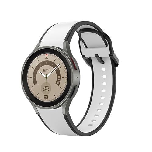 System-S Armband 20 mm aus Silikon für Samsung Galaxy Watch 5 4 Smartwatch Schwarz Weiß von System-S