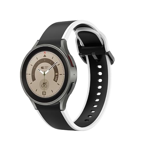 System-S Armband 20 mm aus Silikon für Samsung Galaxy Watch 5 4 Smartwatch Weiß Schwarz von System-S