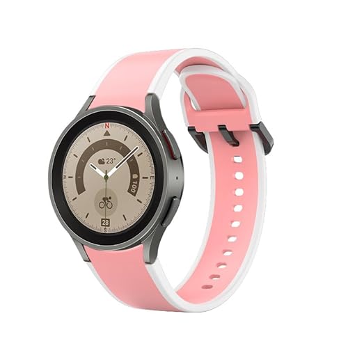 System-S Armband 20 mm aus Silikon für Samsung Galaxy Watch 5 4 Smartwatch in Weiß Pink von System-S