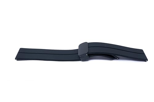 System-S Armband 20 mm aus Silikon mit Kippfaltschließe für Smartwatch in Schwarz von System-S