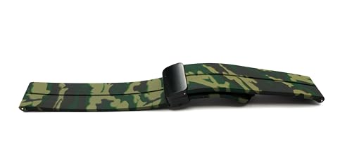 System-S Armband 20 mm aus Silikon mit Kippfaltschließe für Smartwatch mit Tarn Aufdruck in Grün von System-S