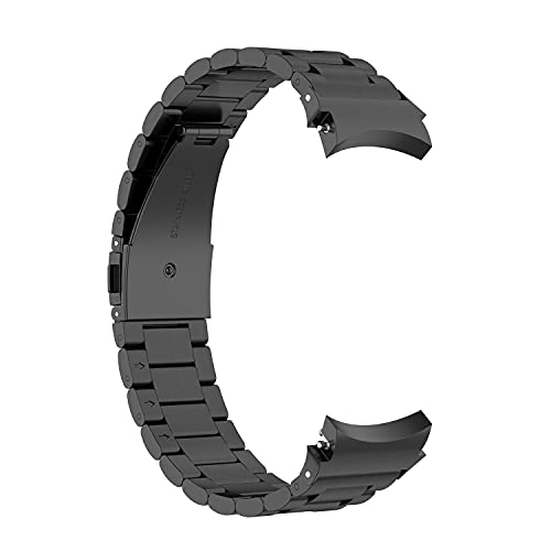 System-S Armband 22mm aus rostfreiem Stahl mit Kippfaltschließe für Smartwatch in Schwarz von System-S