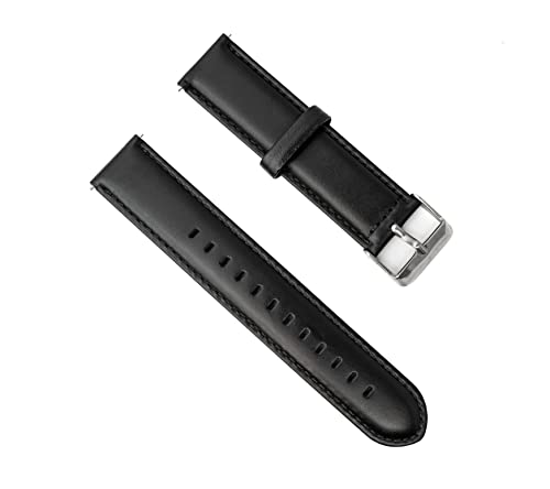 System-S Armband flexibel aus Leder 20mm für Samsung Galaxy Watch 4 Smartwatch Schwarz von System-S