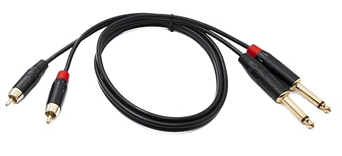 System-S Audio Cinch 2 RCA Kabel 100 cm 2X Stecker zu 2X Klinke AUX 6,35 mm 2 polig Stecker Adapter System-S Audio Cinch 2 RCA Kabel 100 cm 2X Stecker zu 2X Klinke AUX 6,35 mm 2 polig Stecker Adapter von System-S