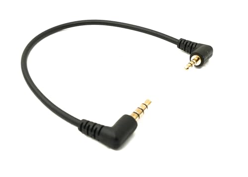 System-S Audio Kabel 15 cm 2.5 mm Klinke Stecker zu 3.5 mm Stecker Winkel AUX Adapter Schwarz von System-S