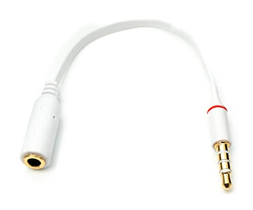 System-S Audio Kabel 15 cm Stereo AUX Klinke 3,5 mm Stecker zu Buchse flach in Weiß von System-S