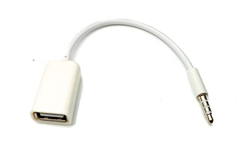 System-S Audio USB Kabel 15 cm 3,5 mm Klinke Stecker zu 2.0 Typ A Buchse AUX in Weiß von System-S