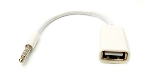 System-S Audio USB Kabel 15 cm 3,5 mm Klinke Stecker zu 2.0 Typ A Buchse AUX in Weiß von System-S