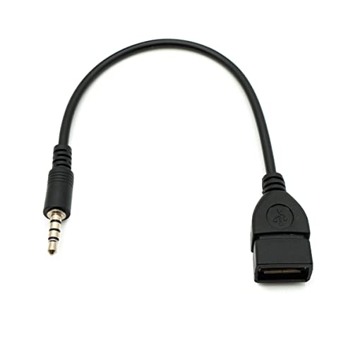 System-S Audio USB Kabel 20 cm 3,5 mm Klinke Stecker zu 2.0 Typ A Buchse AUX in Schwarz von System-S