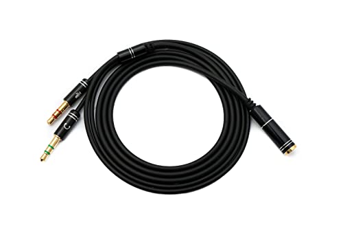 System-S Audio Y Kabel 100cm Stereo AUX Klinke 3,5mm Buchse zu 2X Stecker Adapter Schwarz von System-S