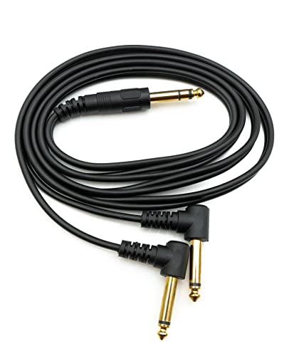 System-S Audio Y Kabel 150cm Stereo AUX Klinke 6,35mm Stecker & Stecker zu Stecker Winkel von System-S