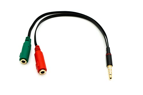 System-S Audio Y Kabel 20 cm Stereo AUX Klinke 3,5 mm Stecker zu 2X Buchse flach Schwarz von System-S