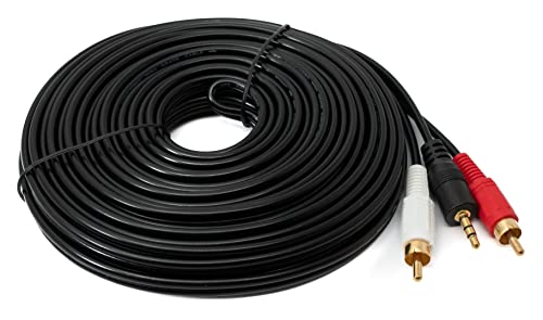 System-S Cinch 2 RCA Kabel 10 m Stecker zu AUX 3,5 mm Klinke Stecker Stereo AV in Schwarz von System-S