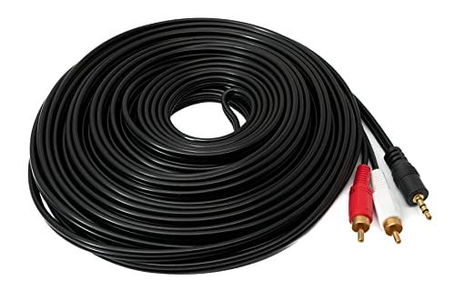 System-S Cinch 2 RCA Kabel 15 m Stecker zu AUX 3,5 mm Klinke Stecker Stereo AV in Schwarz von System-S