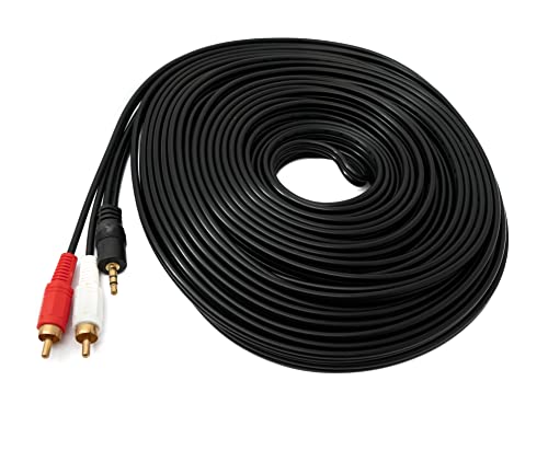 System-S Cinch 2 RCA Kabel 20 m Stecker zu AUX 3,5 mm Klinke Stecker Stereo AV in Schwarz von System-S