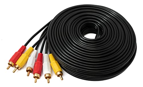 System-S Cinch 3 RCA Kabel 10 m Stecker zu Stecker Stereo & Composite AV Adapter Schwarz von System-S