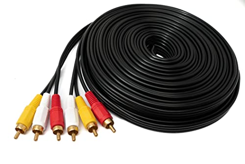 System-S Cinch 3 RCA Kabel 15 m Stecker zu Stecker Stereo & Composite AV Adapter Schwarz von System-S