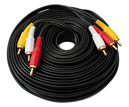 System-S Cinch 3 RCA Kabel 20 m Stecker zu Stecker Stereo & Composite AV Adapter Schwarz von System-S