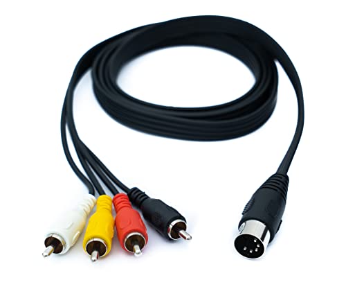 System-S Cinch 4 RCA Kabel 150 cm Stecker zu DIN 5 polig Stecker Stereo Adapter Schwarz von System-S