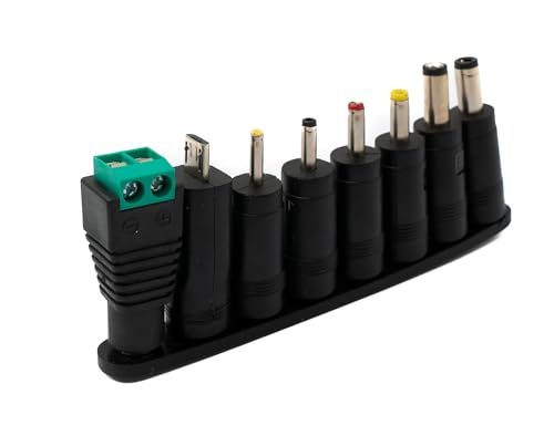 System-S DC Adapter 8er Set DC 20V 5,5 x 2,1 mm zu weiteren DC LED Buchse Kabel Schwarz von System-S